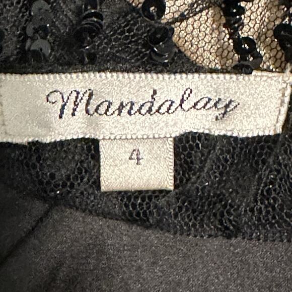 Mandalay 4 Dress Spaghetti Strap Sequin Sheer Hi Lo Cocktail Black NWT VTG - Picture 9 of 12